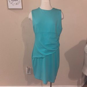 B Smart Bodycon sun Dress with Side Rushing Size 16 Teal